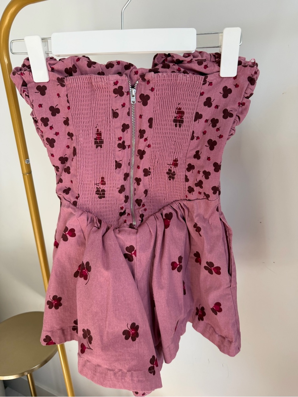 Pink Free People Ruffle Strapless Mini Dress - Picture 2 of 3